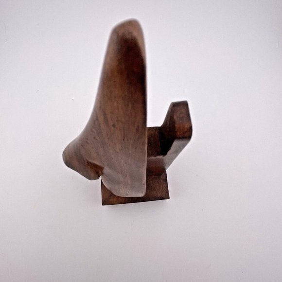 Wooden Eye Glasses Holder Stand Hand Carved Desk Organizer Shape Of Nose 6 Inch - Picture 6 of 9